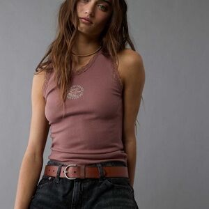 American Eagle Outfitters Mauve Lace Tank Top